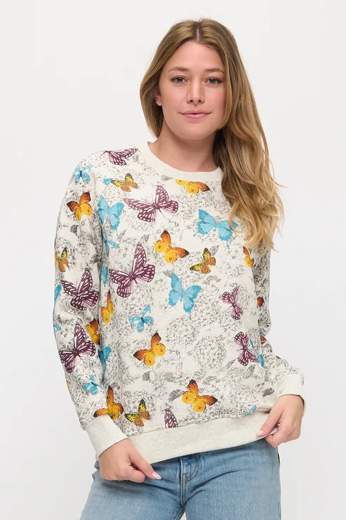 Dreamy Butterflies Print Sweatshirt