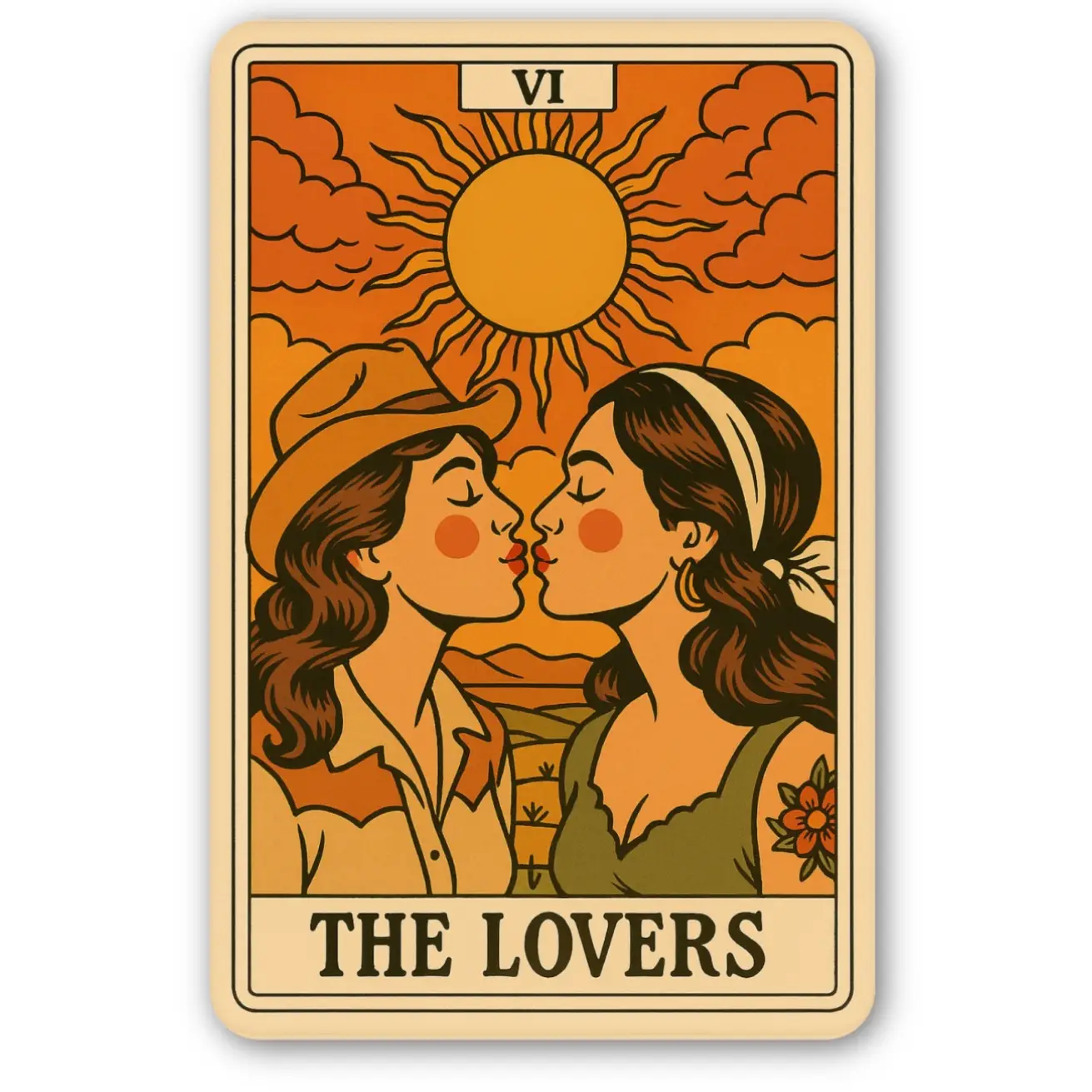 The Lovers Western Romance Sticker