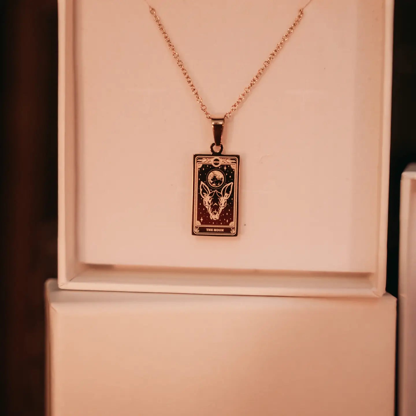 The Moon Tarot Card Necklace In Silver