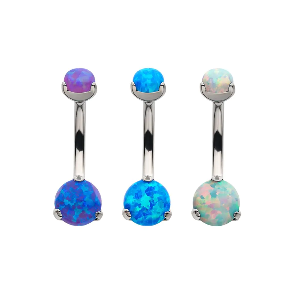 Prong 4mm / 6mm Opal Titanium Internally Threaded Navel