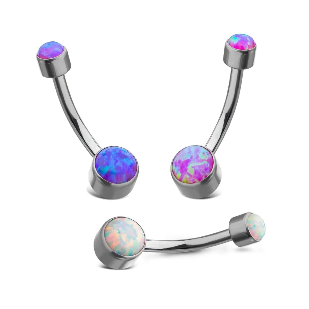 Bezel 4mm / 6mm Opal Flat Back Titanium Navel