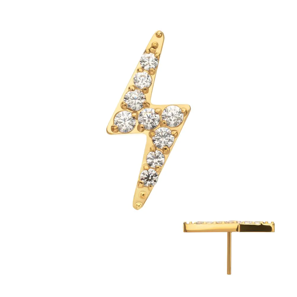 Lightning Bolt Pave 24kt Gold PVD Threadless Top