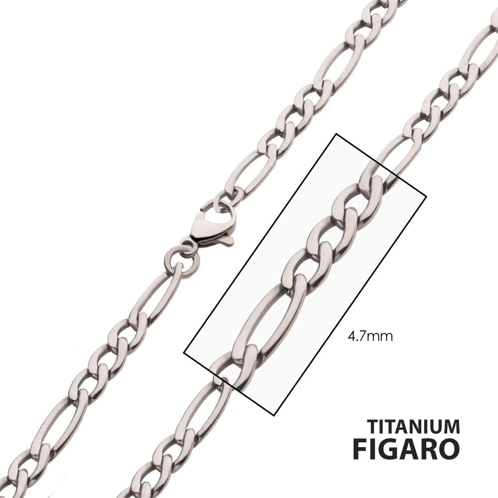 4.7mm Titanium Figaro Chain 18"