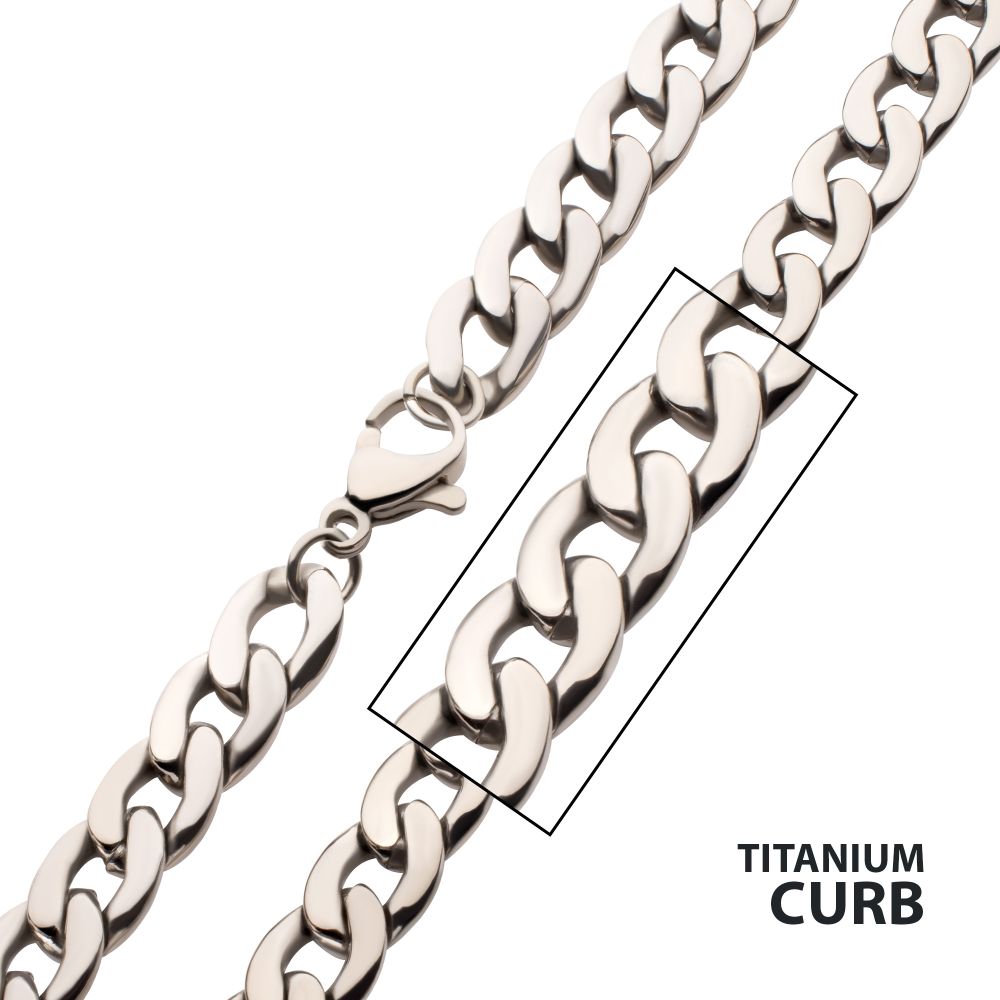 Titanium Curb Chain Necklace 7.4mm 24"