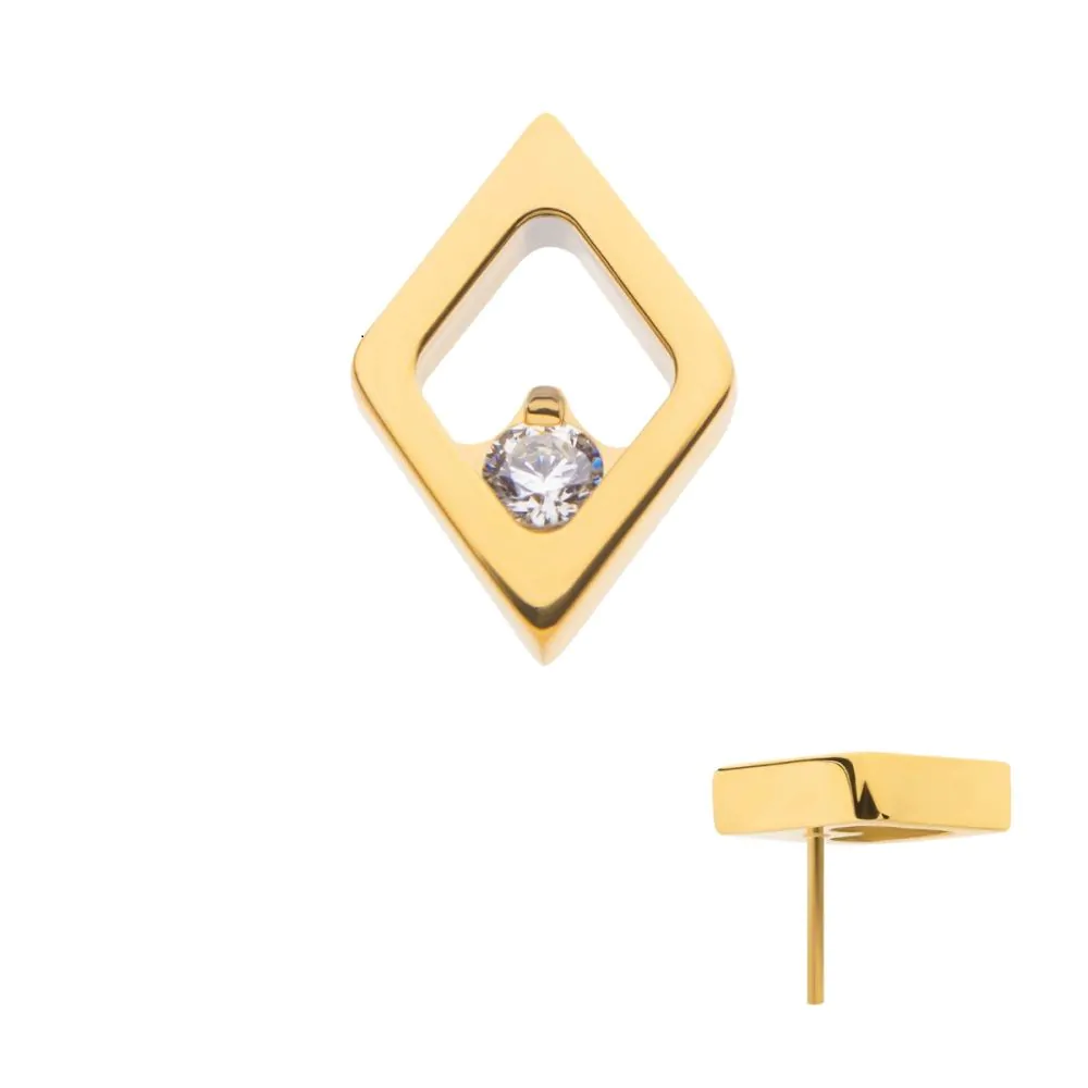 Plain Diamond Shape W/ Prong Gem Center Threadless Top