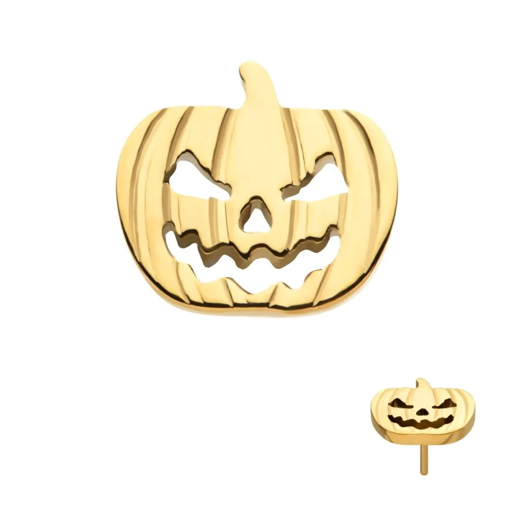 Pumpkin Jack o Lantern 24kt Gold PVD Threadless Top