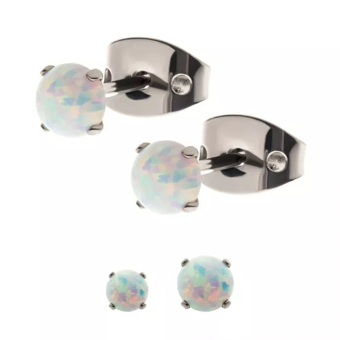 Titanium 3mm Prong Opal Studs