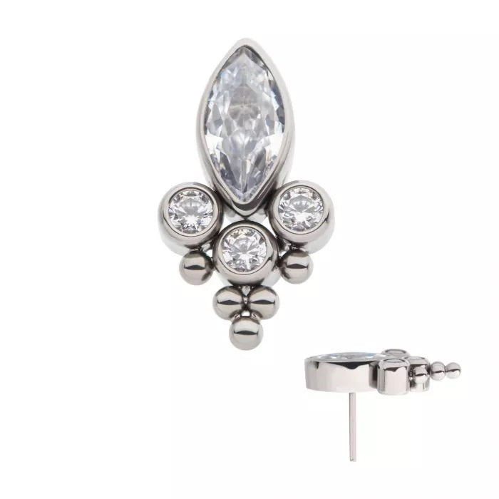 Marquis Gem 3 Bez With Beads Threadless Top