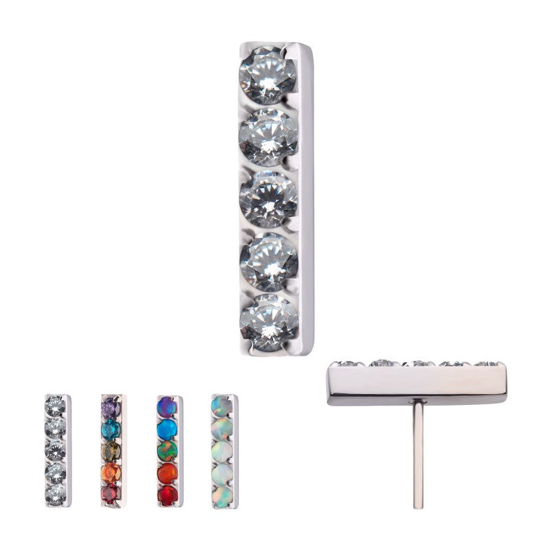 Bar With 5 Prong Gem Threadless Top