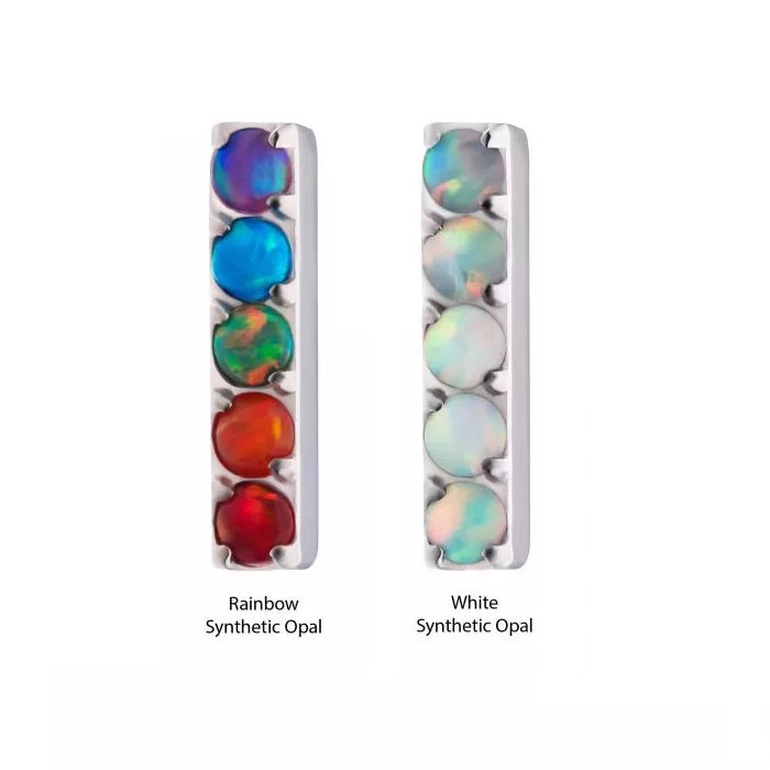 Barre avec opale à 5 griffes