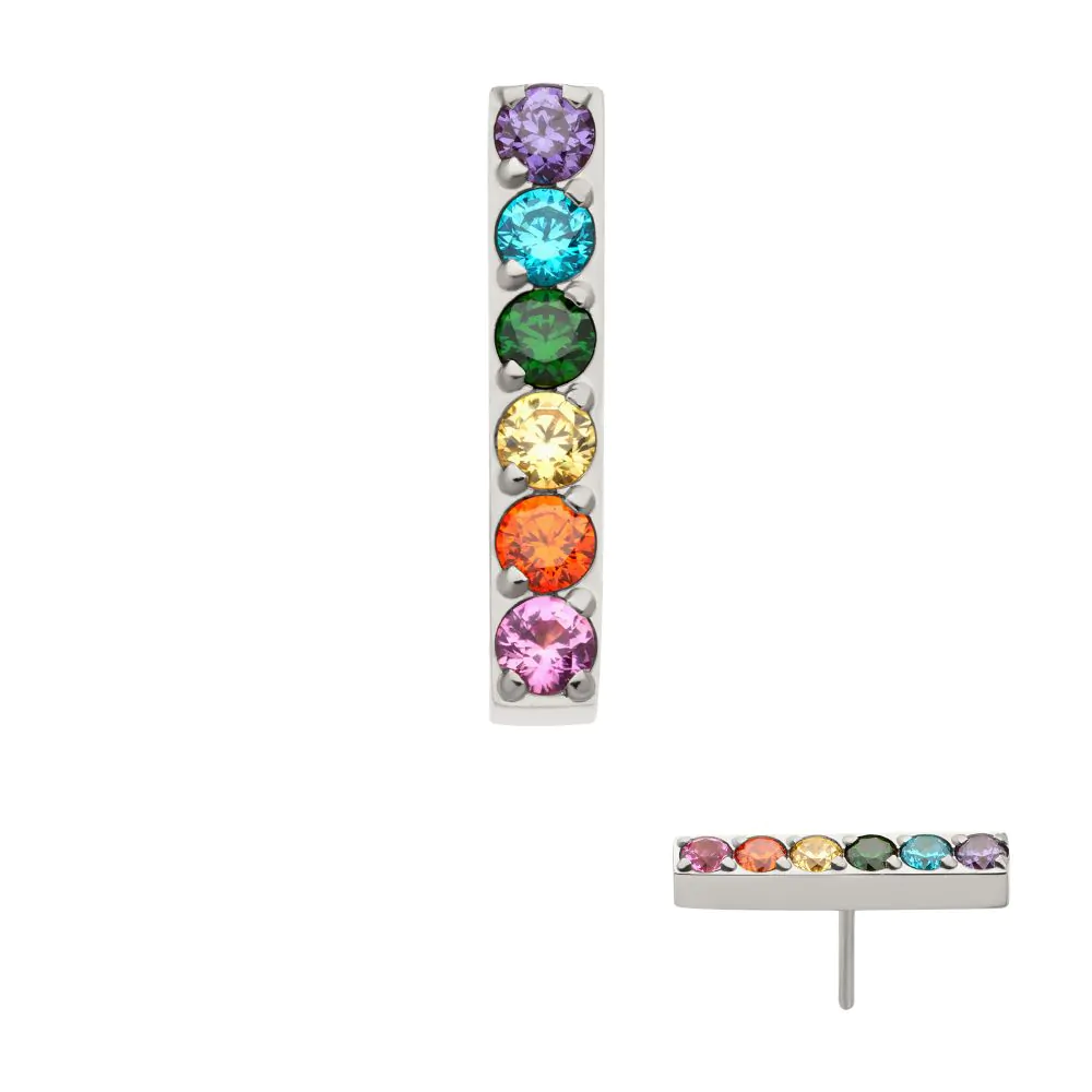 Bar With 6 Prong Gem Threadless Top