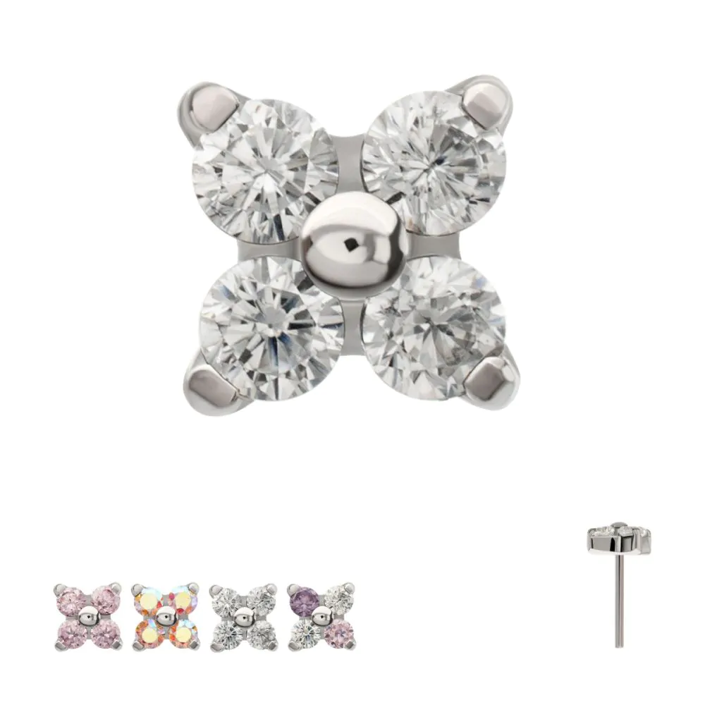 Quadra Round CZ Titanium Threadless Top