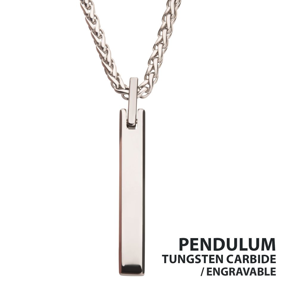 Tungsten Engravable Bar Pendant 22"
