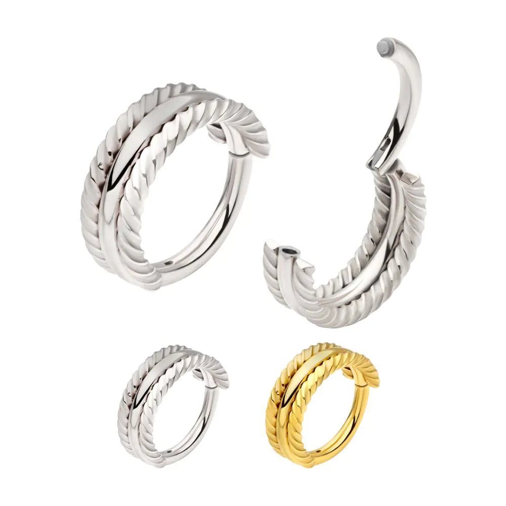 Triple Hoop With Twisted Edges Hinged Hoop