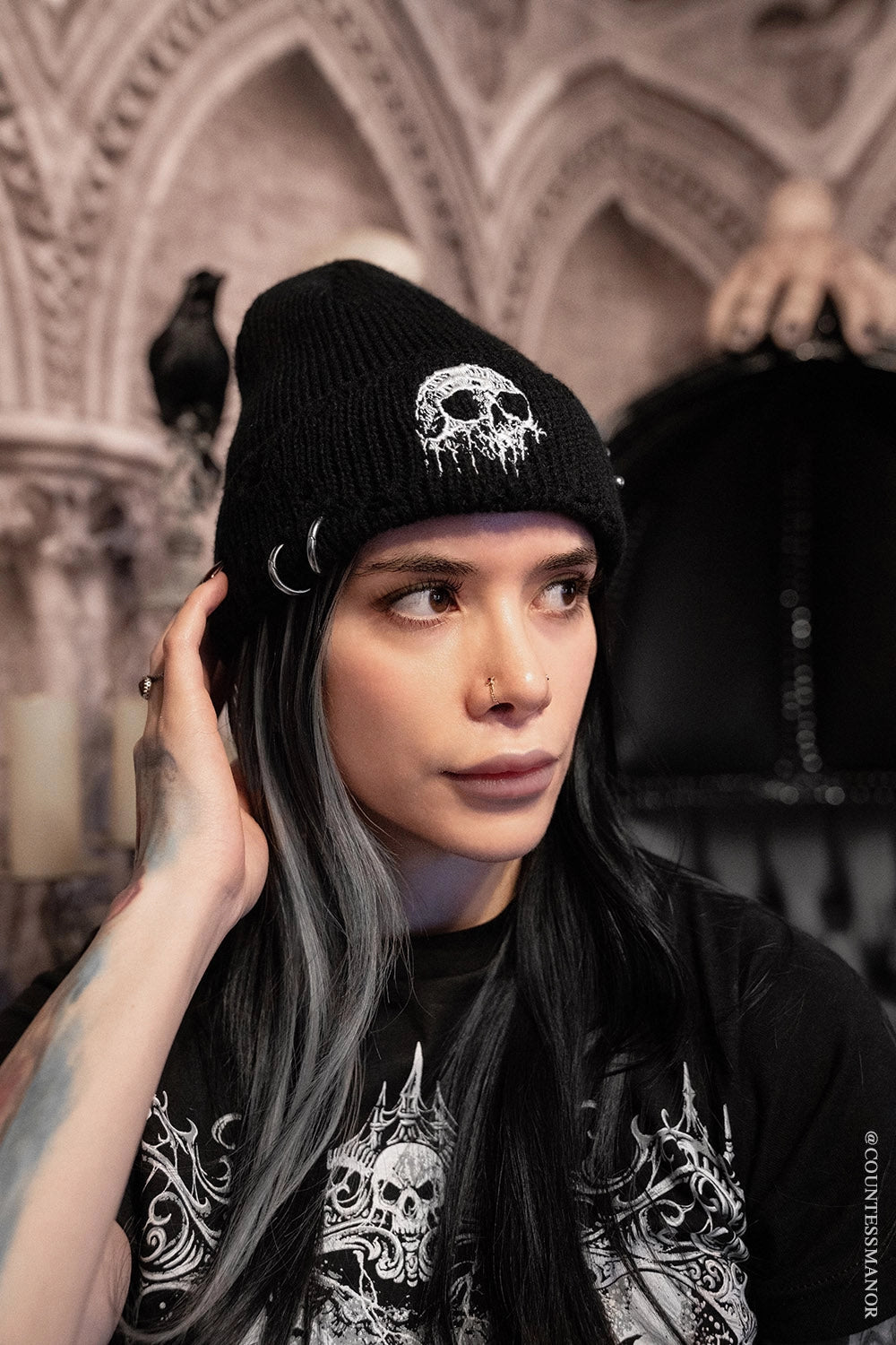 帽子 Nomad distressed pierced beanie Distressed Pierced Beanie Skull Drip – Culture Craze