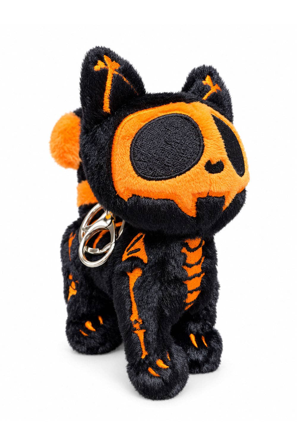 Pumpkin Bones Skelekitty Keychain