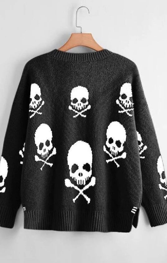 Skull V-Neck Sweater