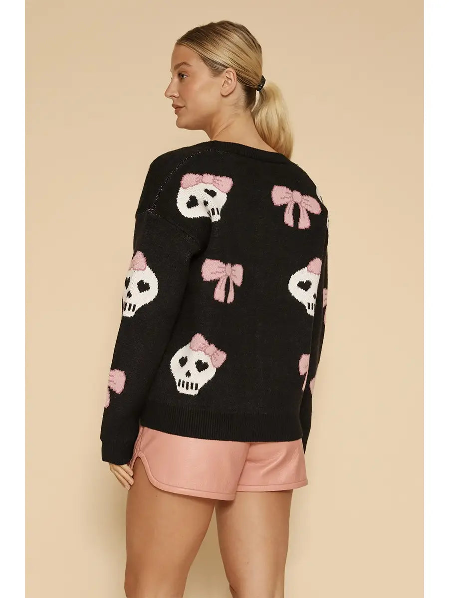 Halloween Knit Cardigan Black Multi