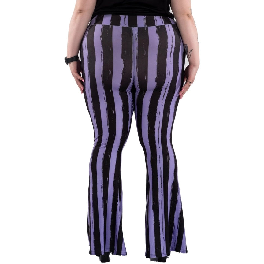 Purple Black Striped Hellz Bellz Flares Plus Size