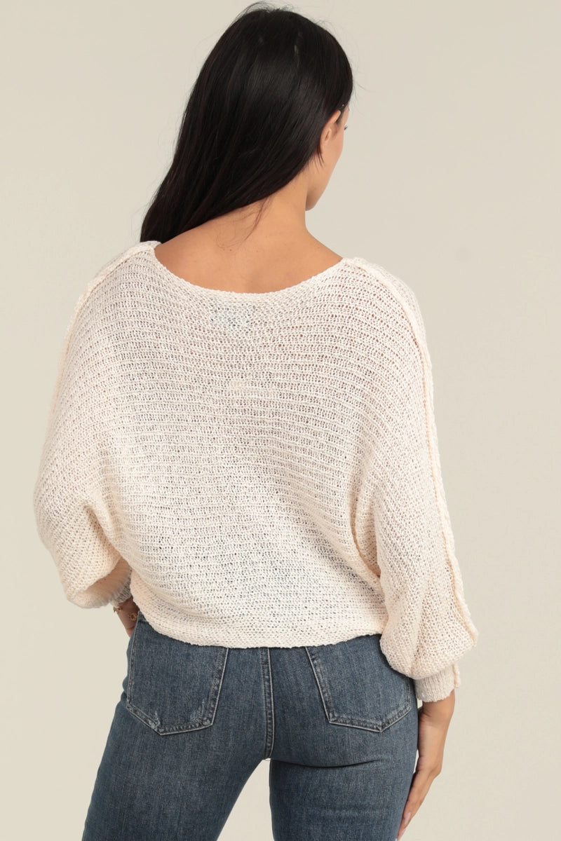 Two Tie Front Bat Wing Light Weight Cardigan Sweater