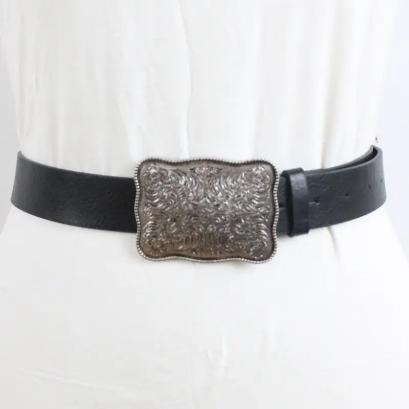 Black Western Square Buckle Belt – Rugged Ranch Staple