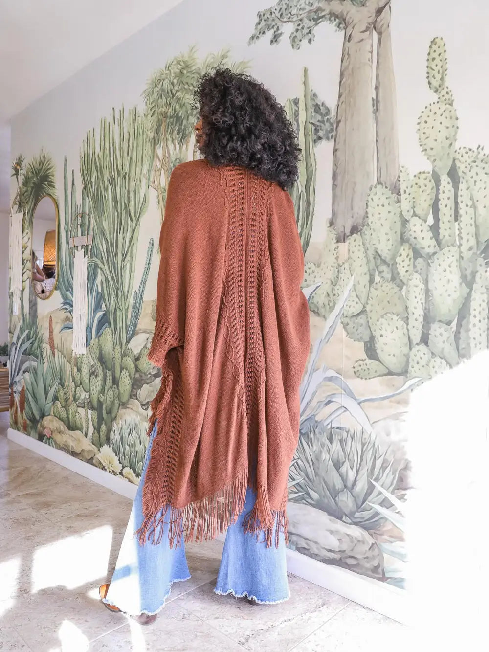 Open Work Frayed Border Cardigan