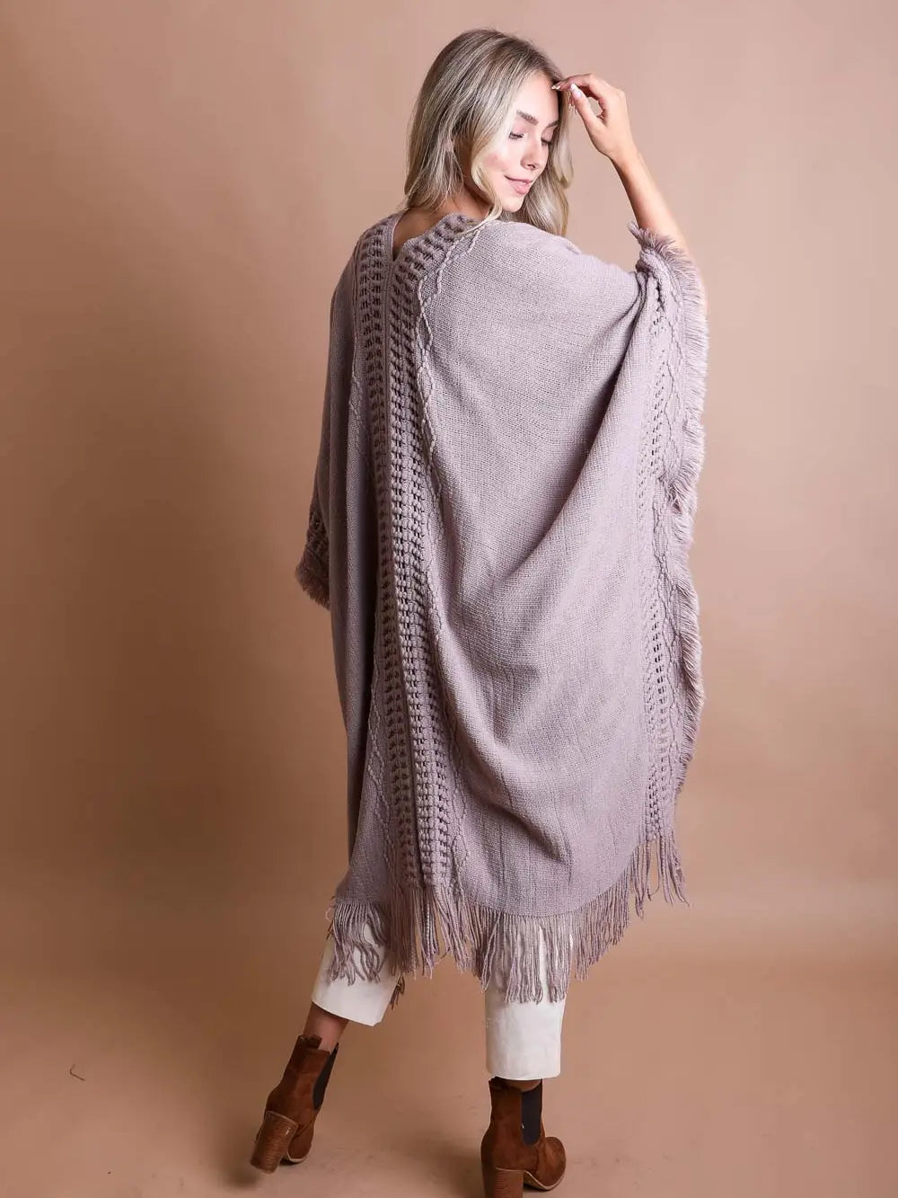 Open Work Frayed Border Cardigan