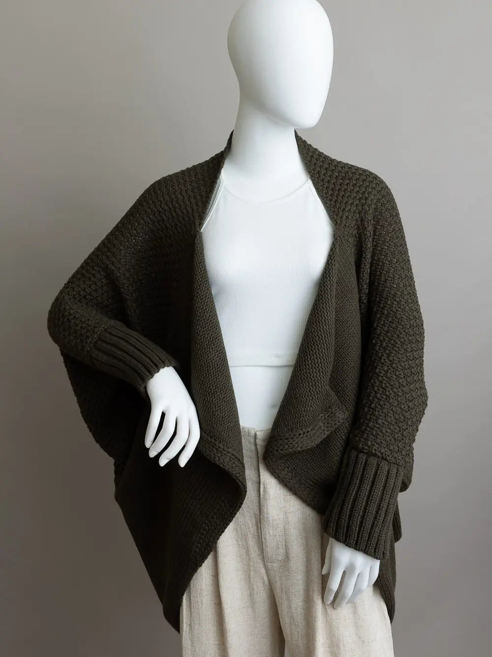 Olive Bat Sleeve Knit Cardigan