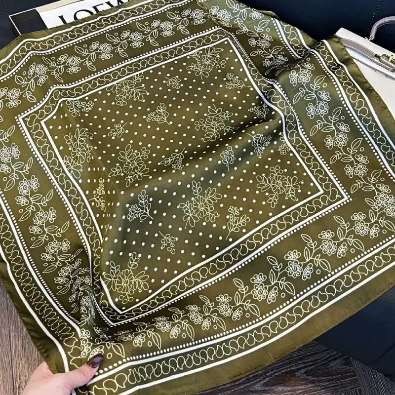 Floral Dot Satin Square Scarf
