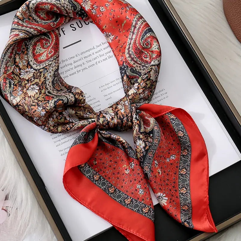 Paisley Print Silk Square Scarf