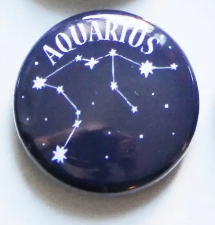 Zodiac Aquarius Button