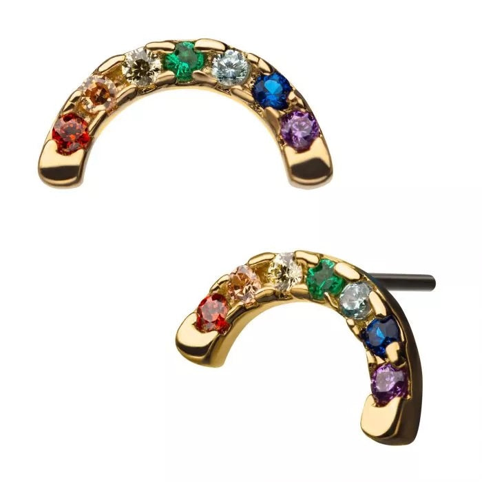 14kt Rainbow Arch With 7 CZ Gems