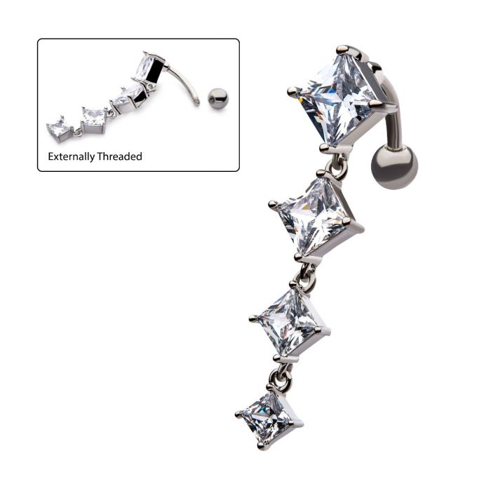 Ombligo con caída superior de 4 diamantes