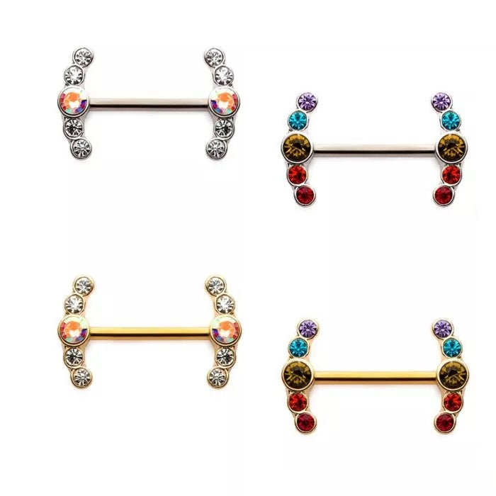 5 Bezel Cluster Nipple Bar