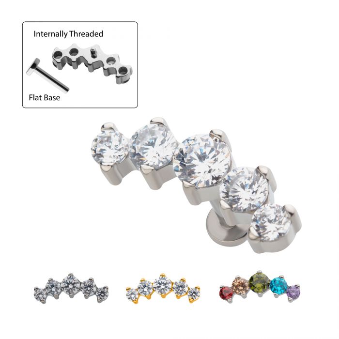 Cartilage incurvé CZ à 5 broches de 18 g