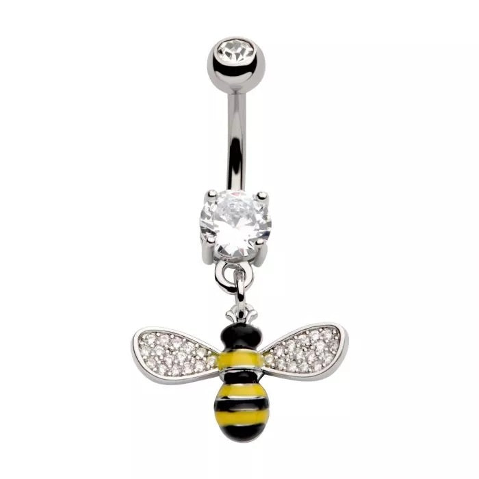 Abeille Pave Gem Ailes Nombril