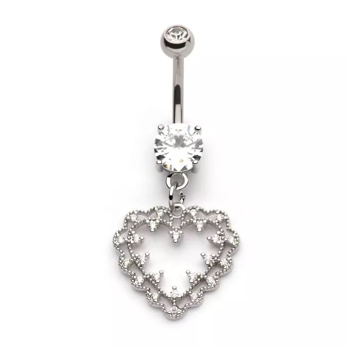 Heart Cutout Prong CZ Navel