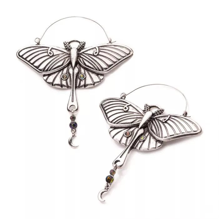 Luna Death Moth avec cintres pendants en forme de croissant de lune