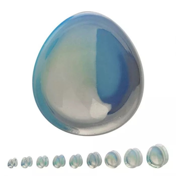 Opalite Pear Shape Double Flare Plug 0g - 7/8"