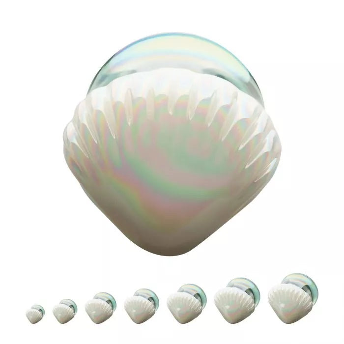 White Shell Double Flare Glass Plug 0g - 7/8"