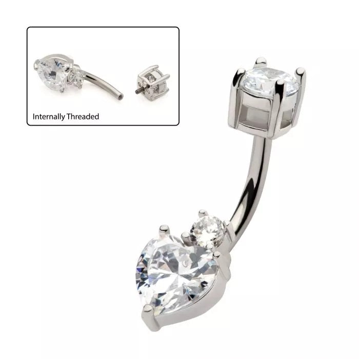 Punta de corazón y gema redonda