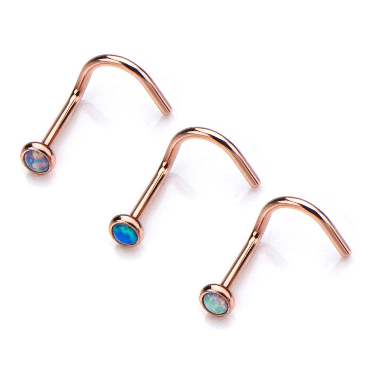 PVD de oro rosa de 20 g con ópalo de 2 mm