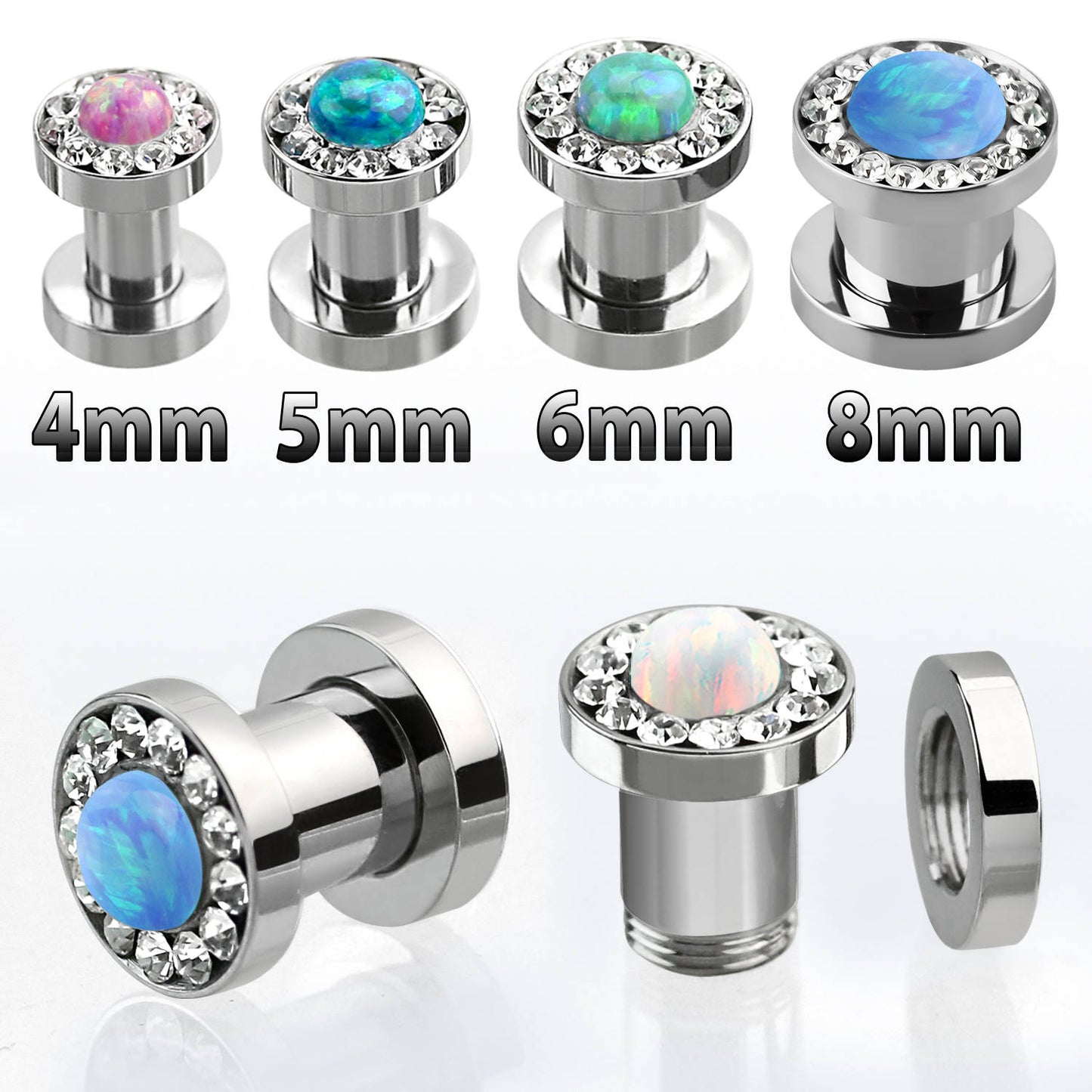 Anillo con gema transparente con centro de ópalo 14 g - 2 g