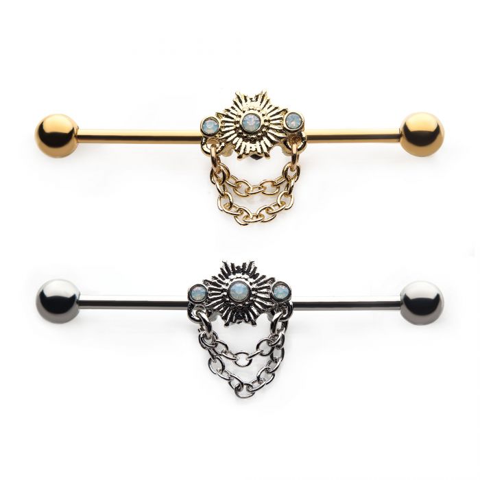 Opalita Sunburst Con Cadenas Industrial Barbell