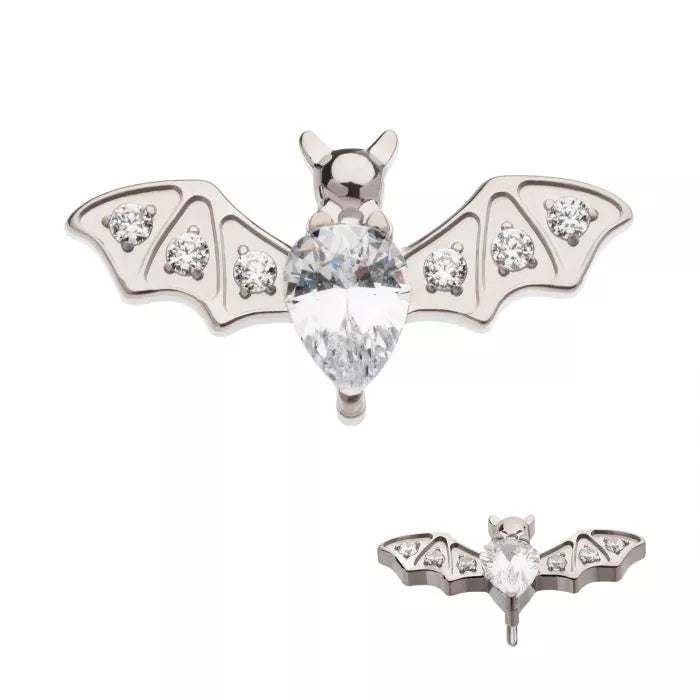 Bat With 6 Small Gem And 1 Big Tear Gem Threadless Top