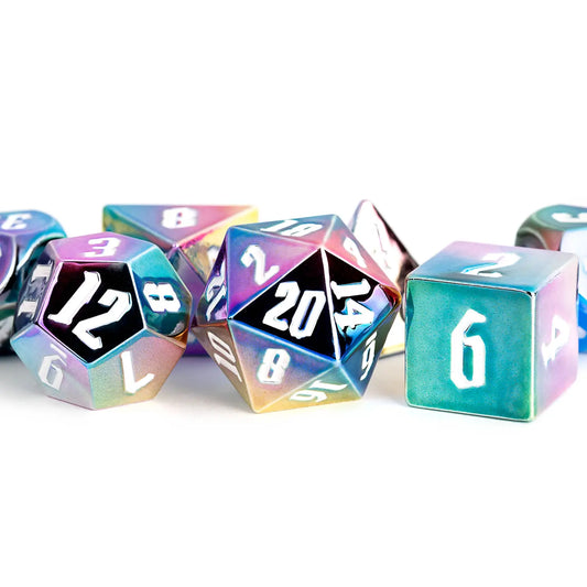 Rainbow Aegis 16mm Aluminum Plated Acrylic Poly Dice Set