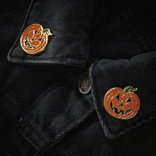 Jack-O-Lantern Collar Pin Set Orange