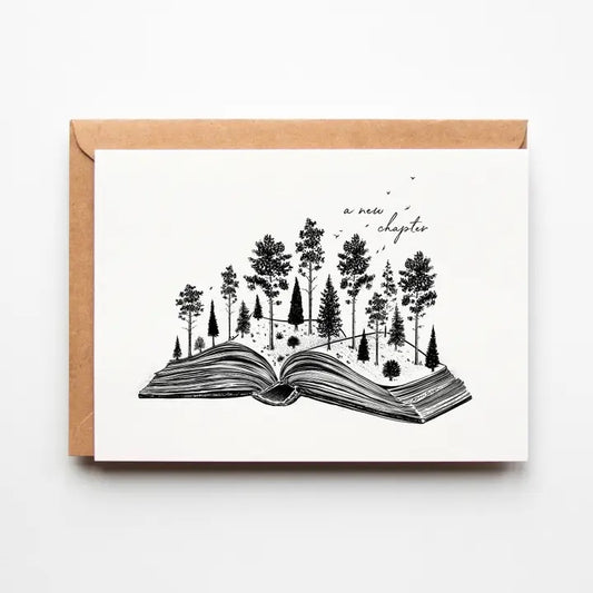 A New Chapter, Forested Book Greeting Card