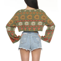 Fair Isle Mushroom Cropped-Fit Cardigan