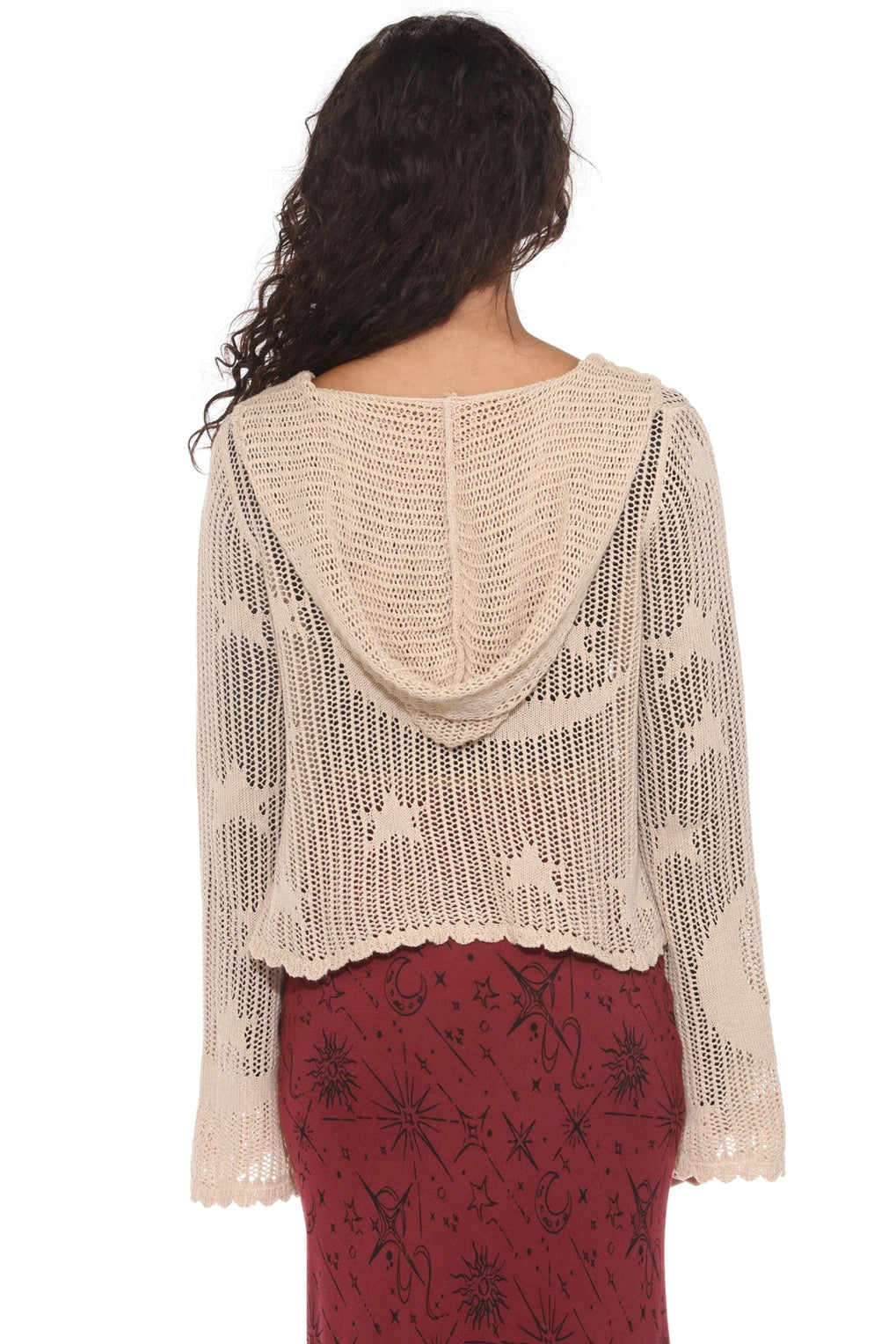 Celestial Lacy Cropped Zip Hoodie